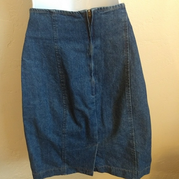 Vintage Blue denim Jean Pencil Mini Skirt 9 Cute! - Picture 4 of 4